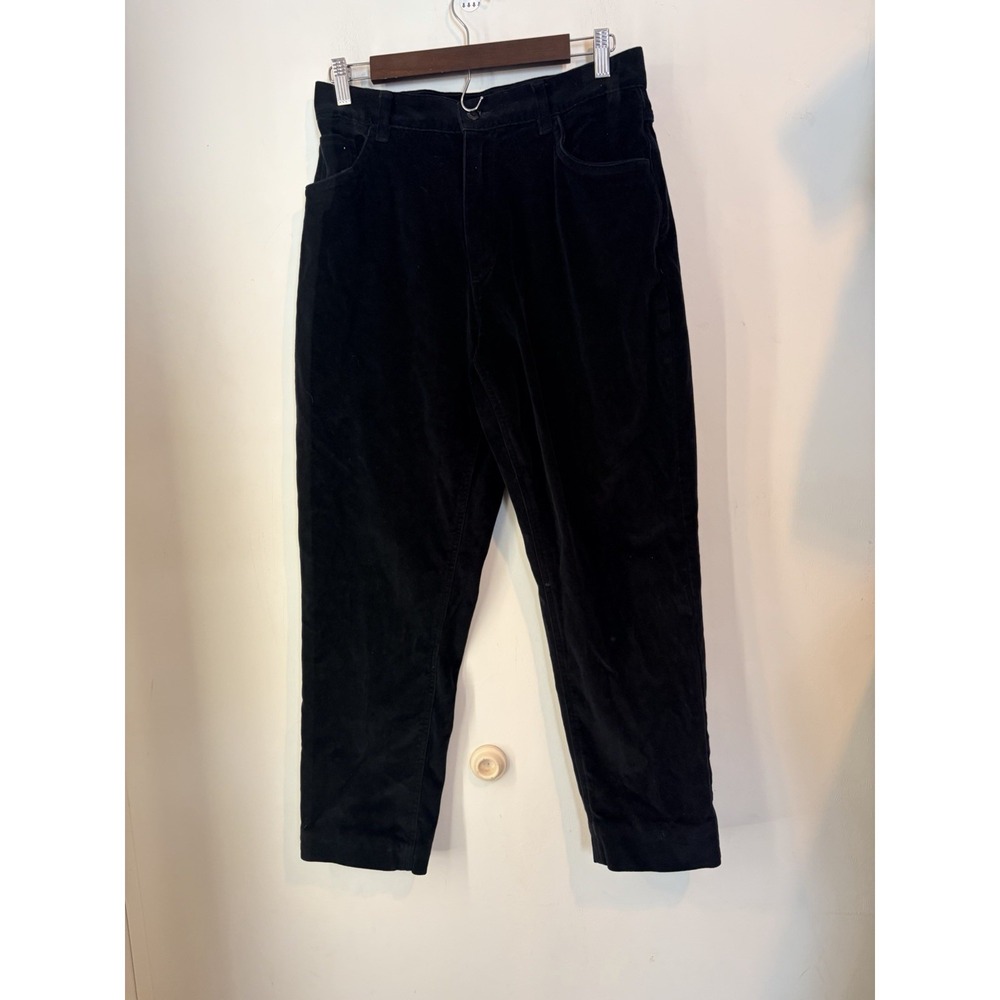Vintage‎ St Johns Bay Velvet Pleated Pants Womans 12 Black Tapered Leg Classic